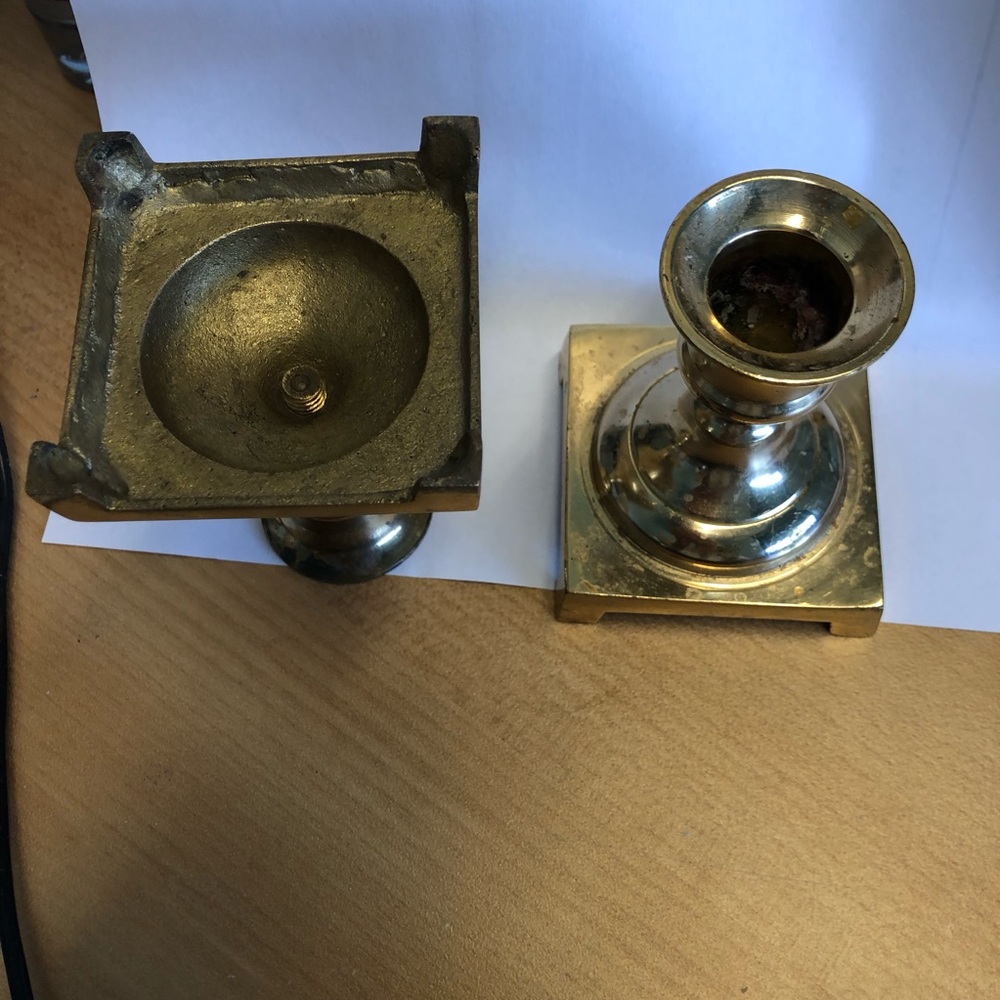 Brass Candlestick Holders - Pair - Picture 3 of 5